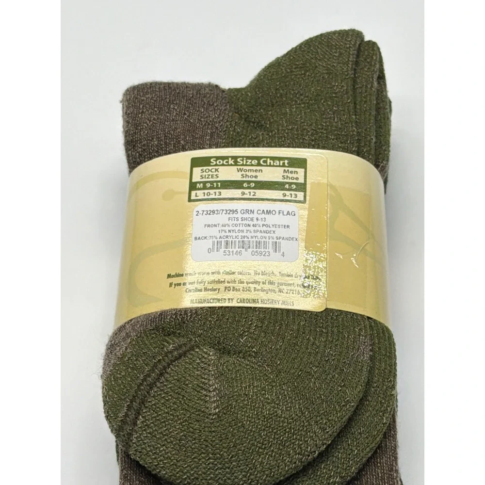 DUCKS‎ UNLIMITED CAMO 2 PK MENS CREW SOCKS MERINO WOOL Blend NWT Size L USA